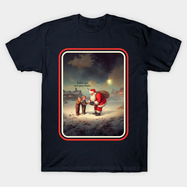 Santa's Naughty List - Funny Vintage Christmas Painting T-Shirt by TwistedCharm